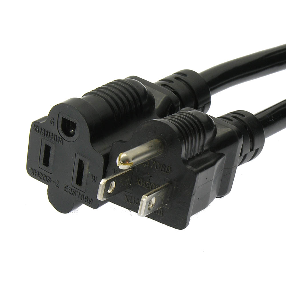 6Ft Power Cord 5-15P to 5-15R   Black / SJT 16/3